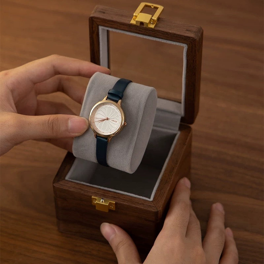Cadran Solid Walnut Watch Box Collection with Glass Lid product view 2