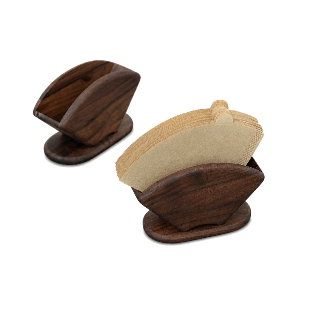 Barista Walnut V60 Coffee Filter Paper Holder on a pure white background