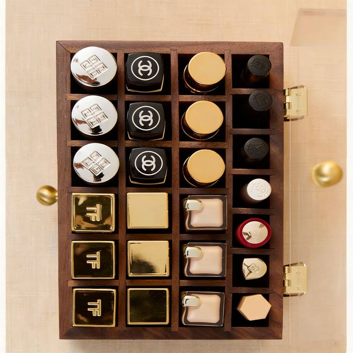 Vanity Solid Walnut Lipsticks Organizer Box product view 7