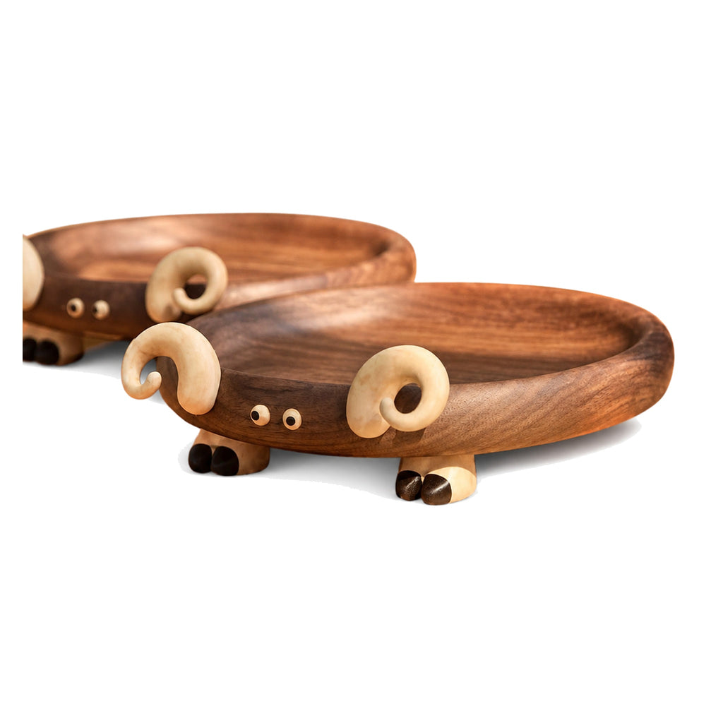 Adorable Lamb Walnut Storage Tray on a pure white background