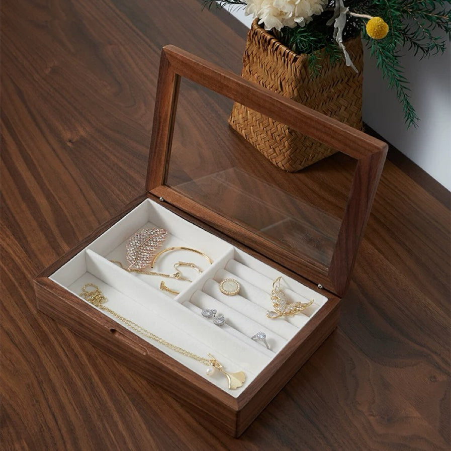 Open Giselle jewelry box holding jewelry