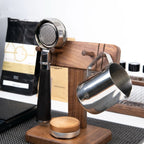 Solid walnut portafilter rest for espresso workstation