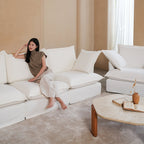 Pearl White Birch Wood Sofa – Minimalist Pillow-Style Settee Bench With 2/3 Seater for Living Room