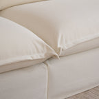 Pearl White Birch Wood Sofa – Minimalist Pillow-Style Settee Bench With 2/3 Seater for Living Room