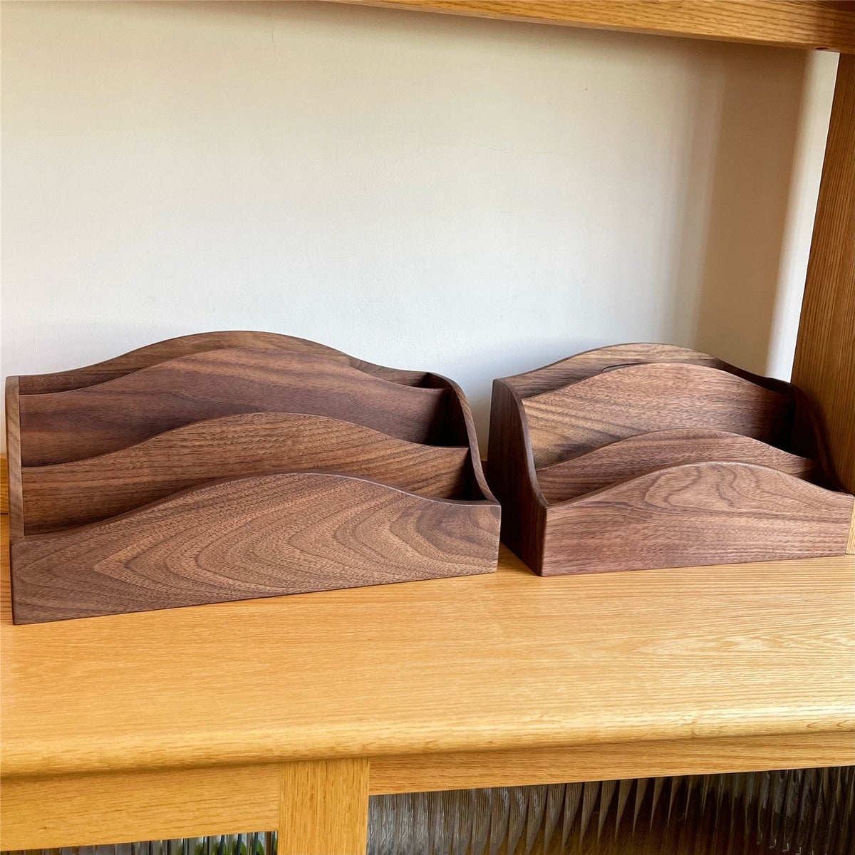 Side view of the Wilhelm walnut organizer