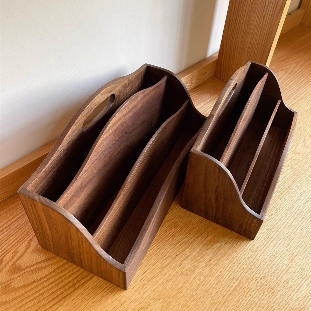 Wilhelm walnut organizer with three open compartments