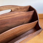 Close-up of the Wilhelm solid walnut organizer