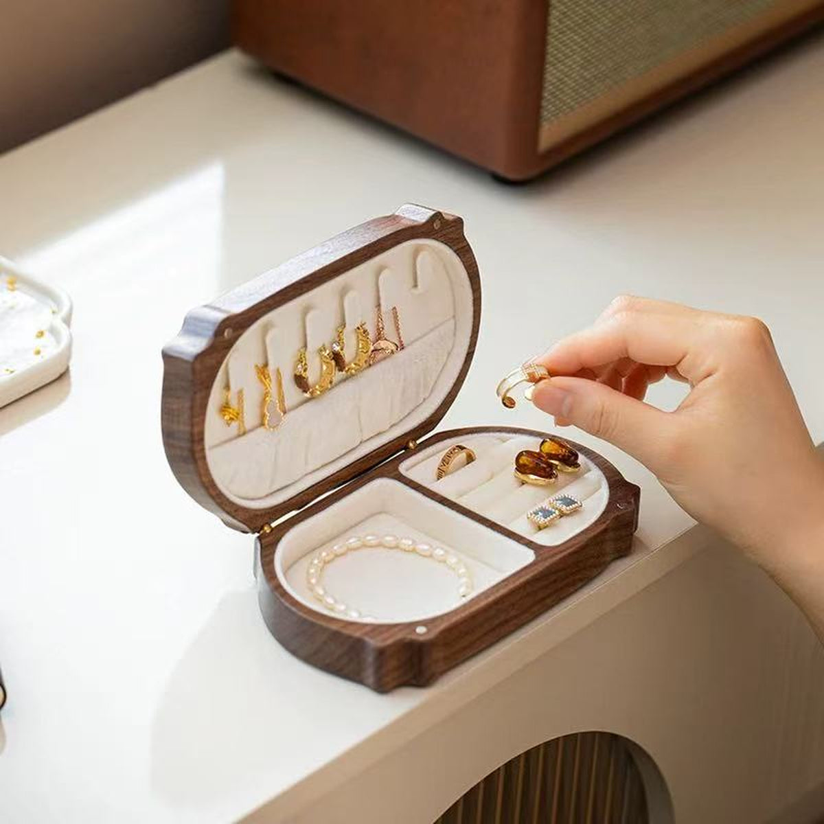 Rebecca Solid Wood Jewelry Box