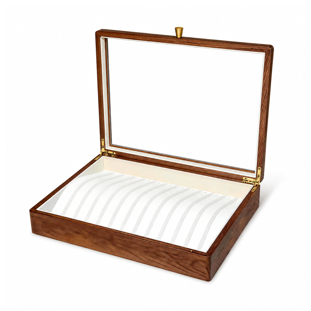 Ruth Solid Wood Necklace Jewelry Box With Glass Lid