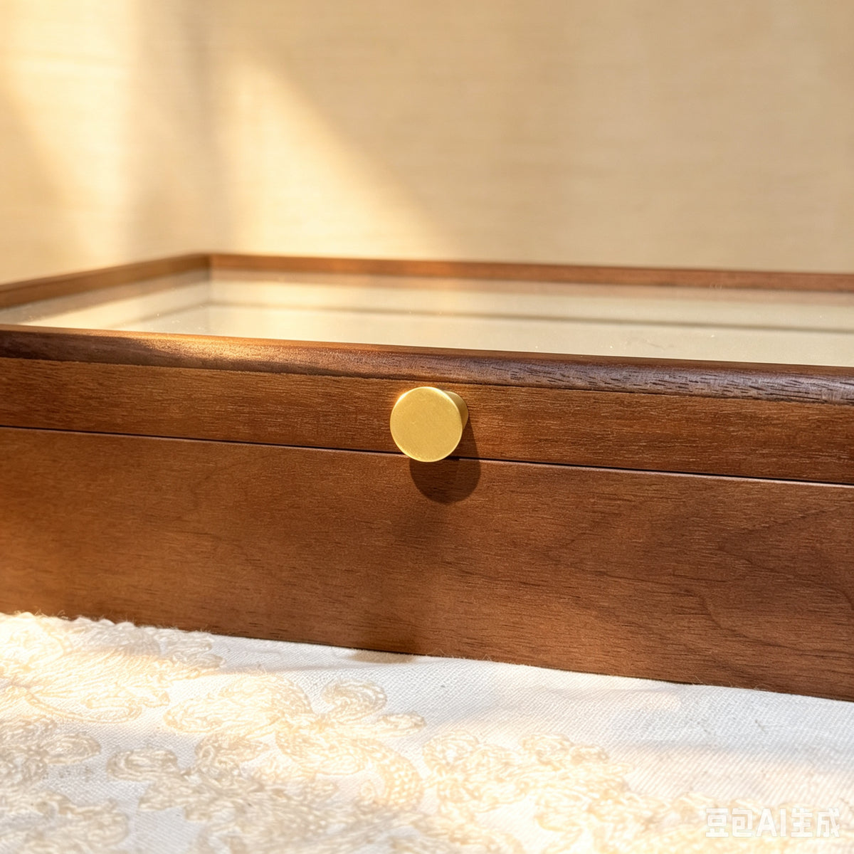 Ruth Solid Wood Necklace Jewelry Box With Glass Lid