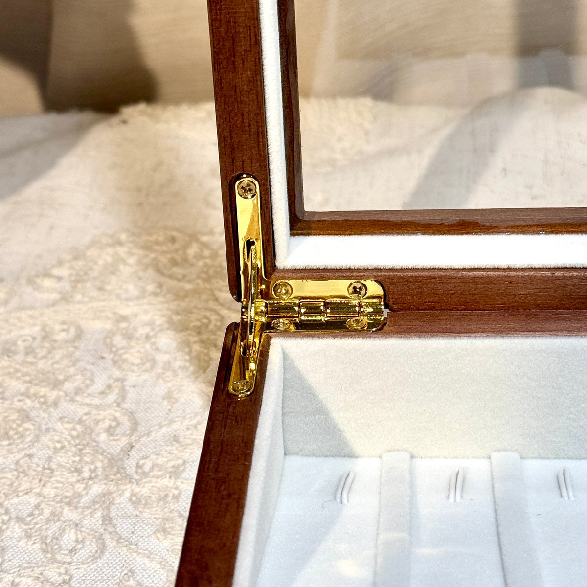 Ruth Solid Wood Necklace Jewelry Box With Glass Lid