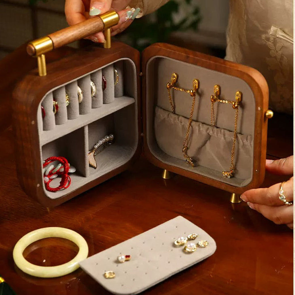 Rosalie Wooden Jewelry Box with Handle