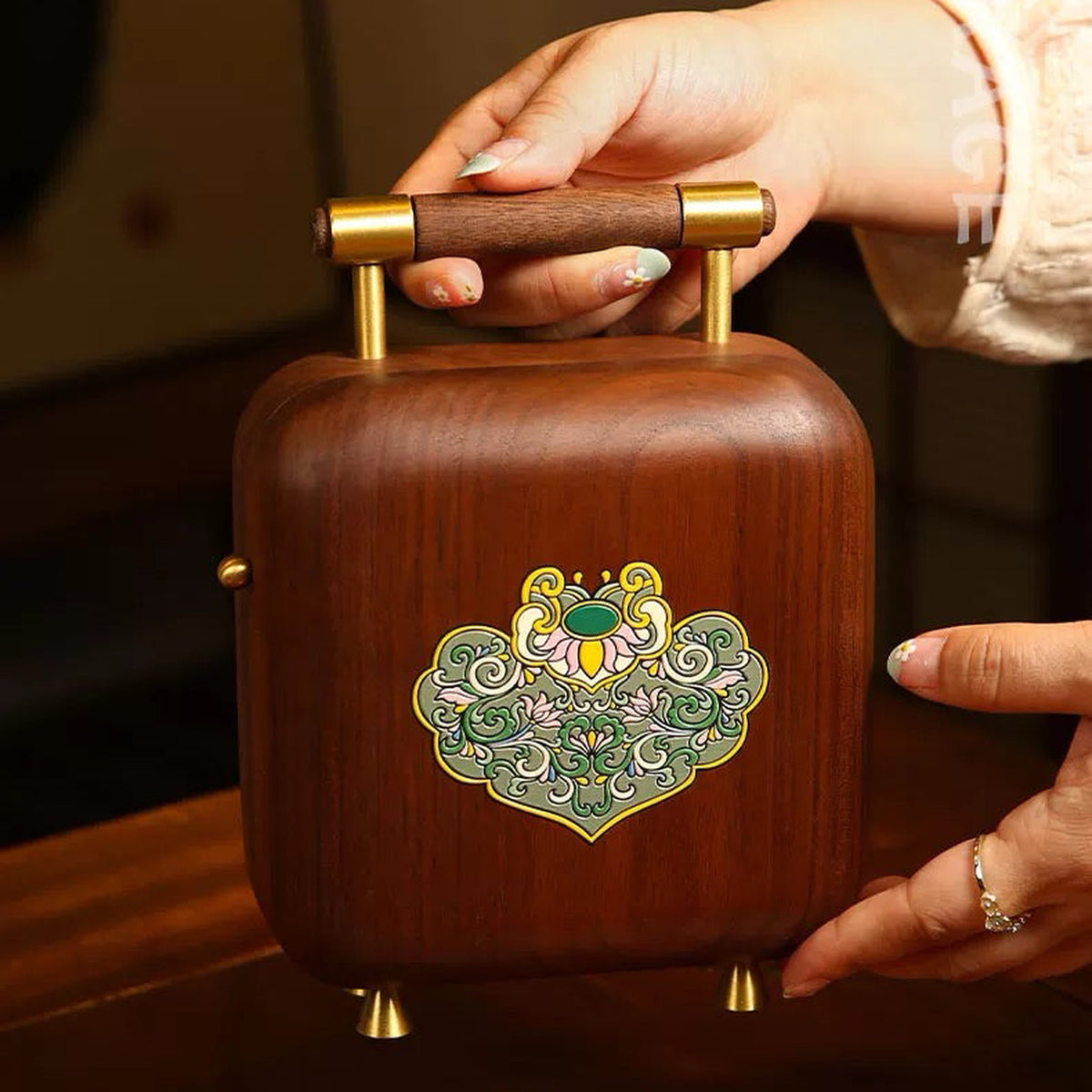 Rosalie Wooden Jewelry Box with Handle