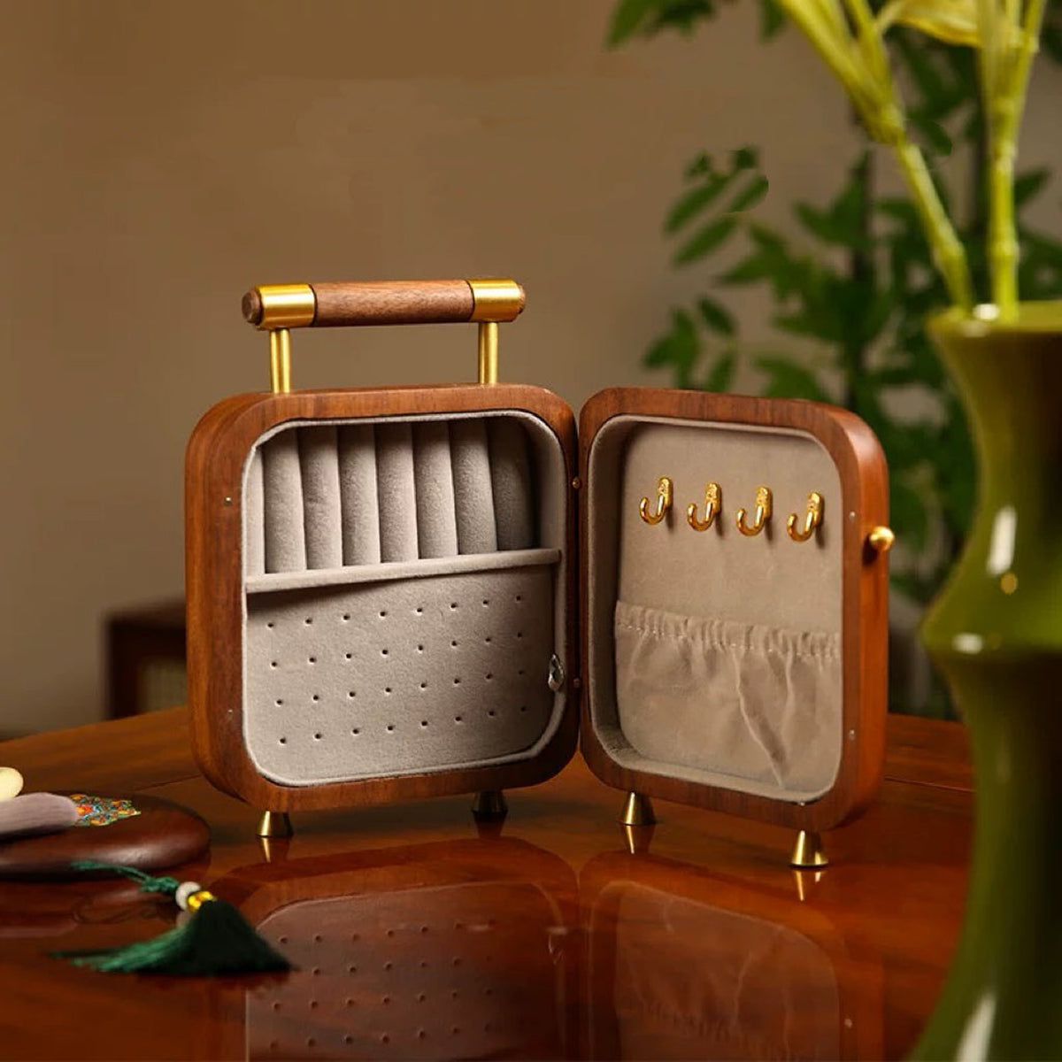 Rosalie Wooden Jewelry Box with Handle