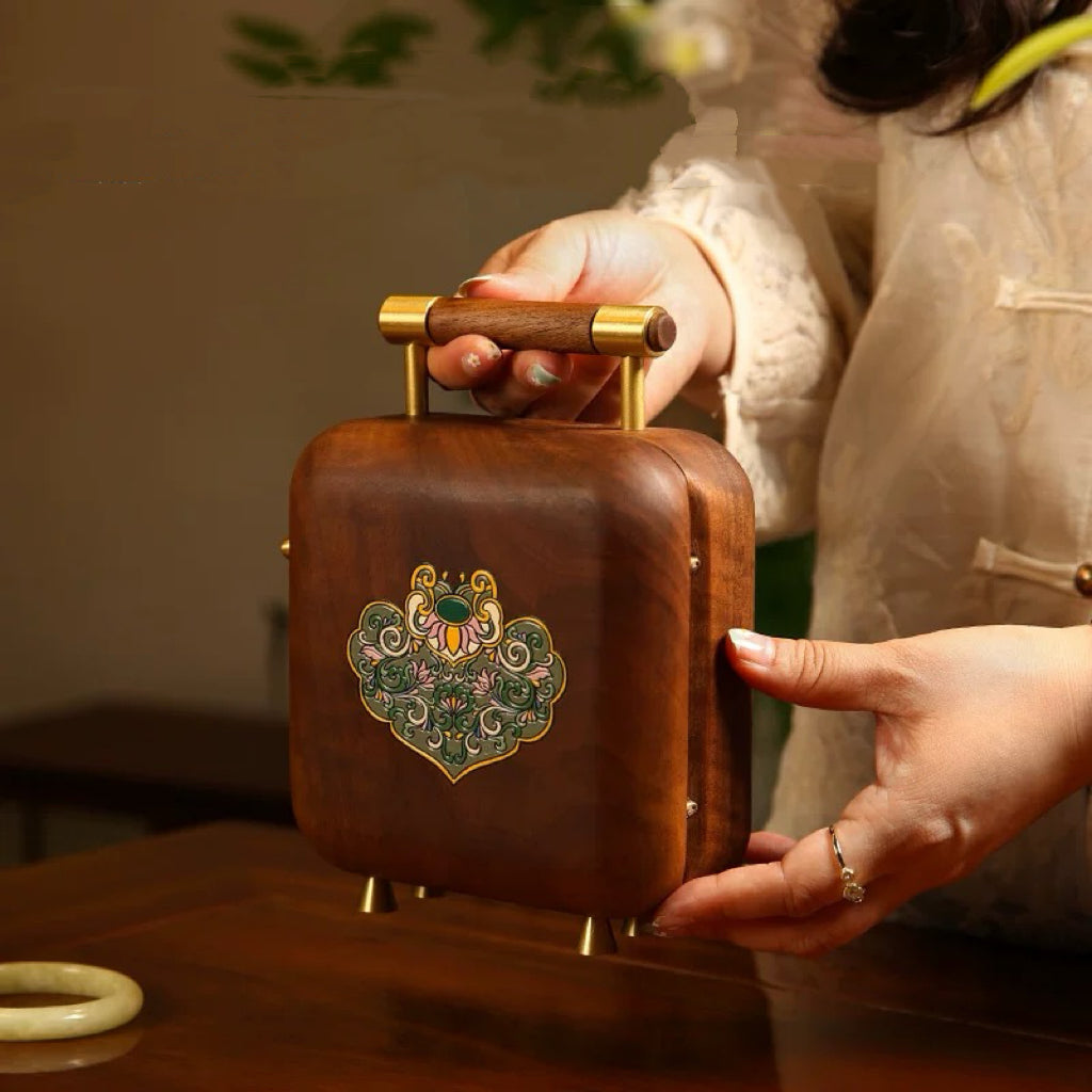 Rosalie Wooden Jewelry Box with Handle