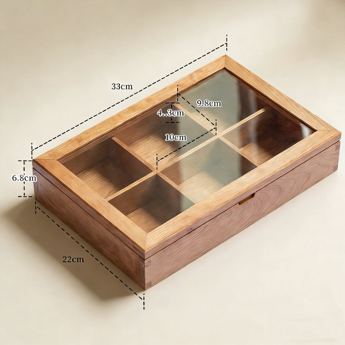 Naomi Solid Wood Jewelry Box with Glass Lid