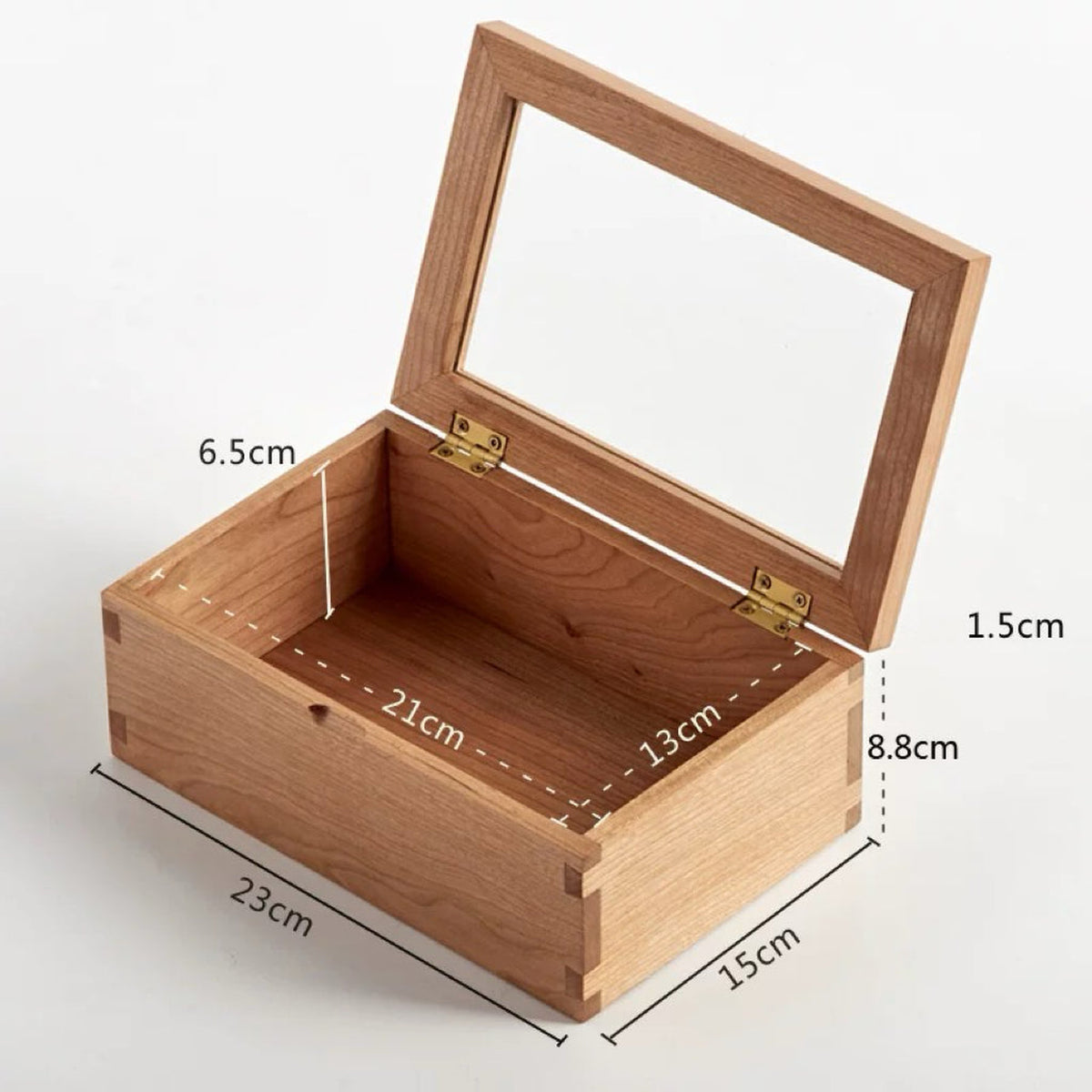 Naomi Solid Wood Jewelry Box with Glass Lid