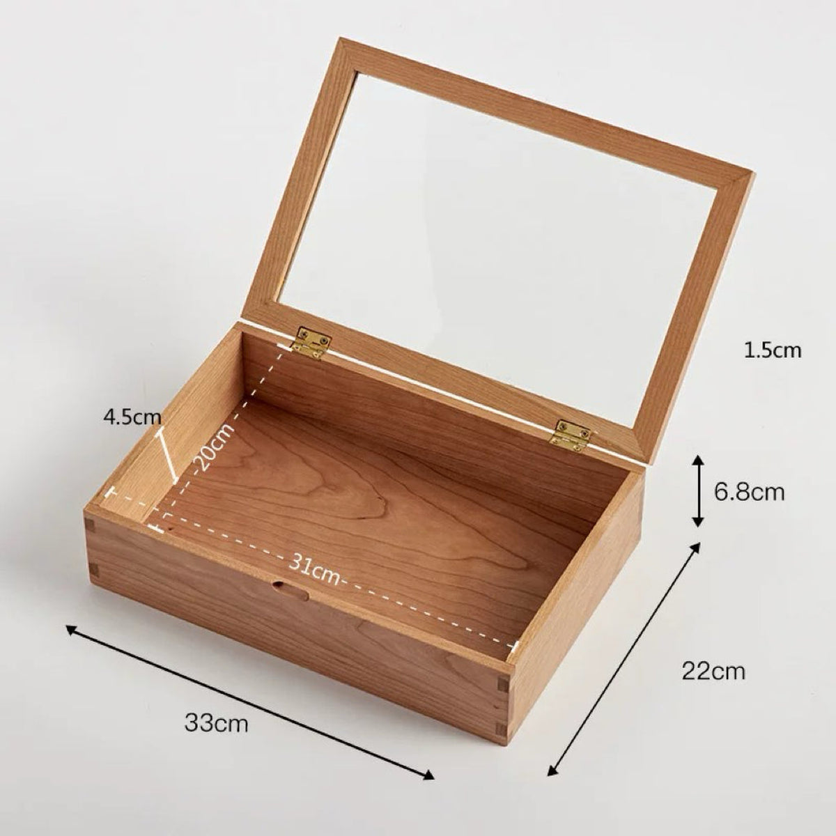 Naomi Solid Wood Jewelry Box with Glass Lid