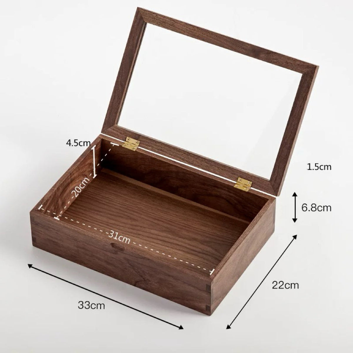 Naomi Solid Wood Jewelry Box with Glass Lid