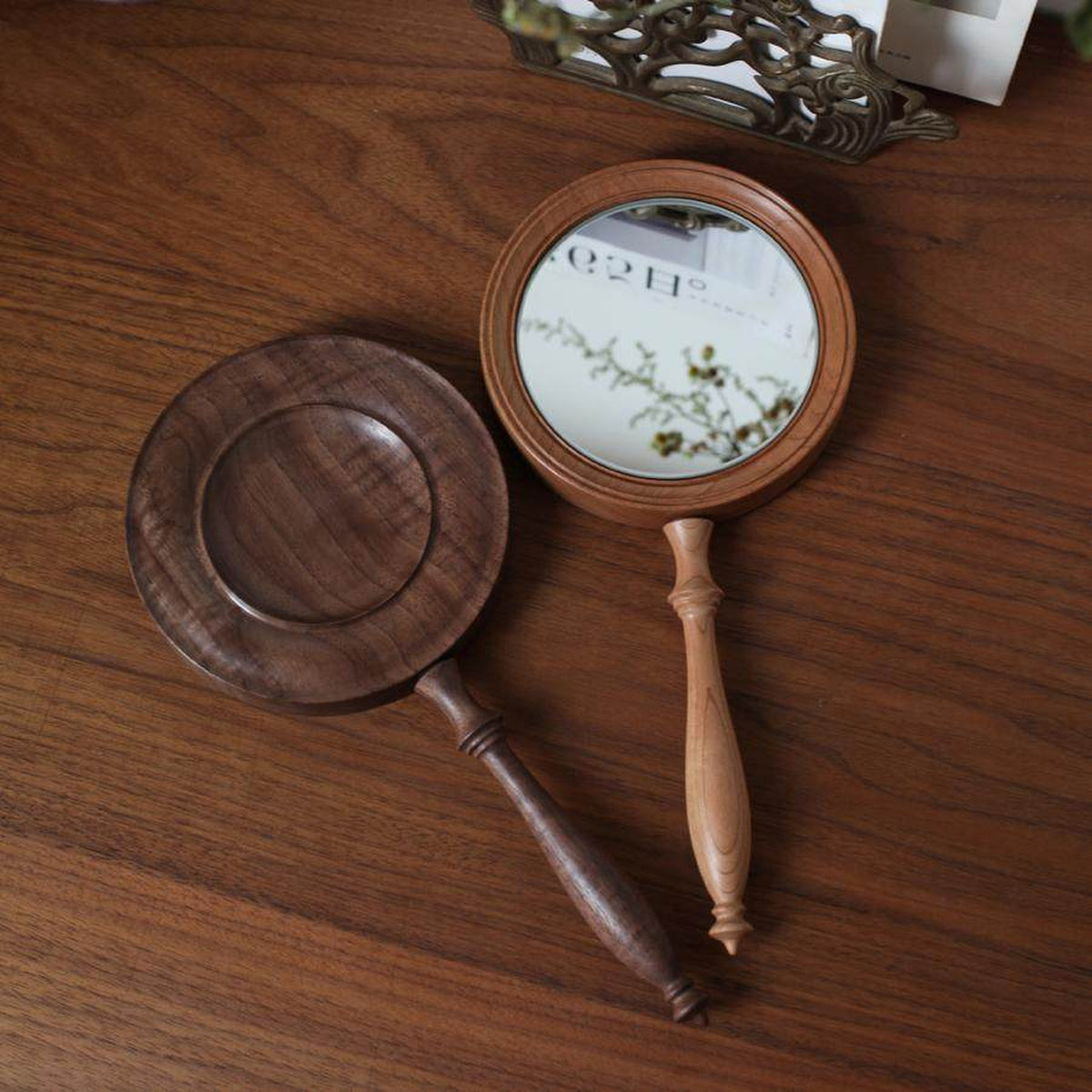 Lucy Solid Walnut Hand Mirror