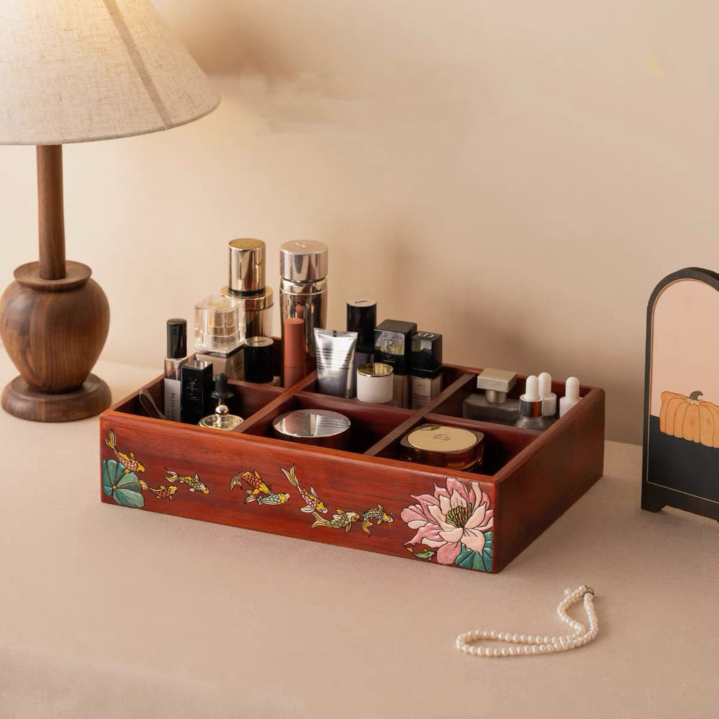Marielle Rosewood Makeup & Remote Control Organizer