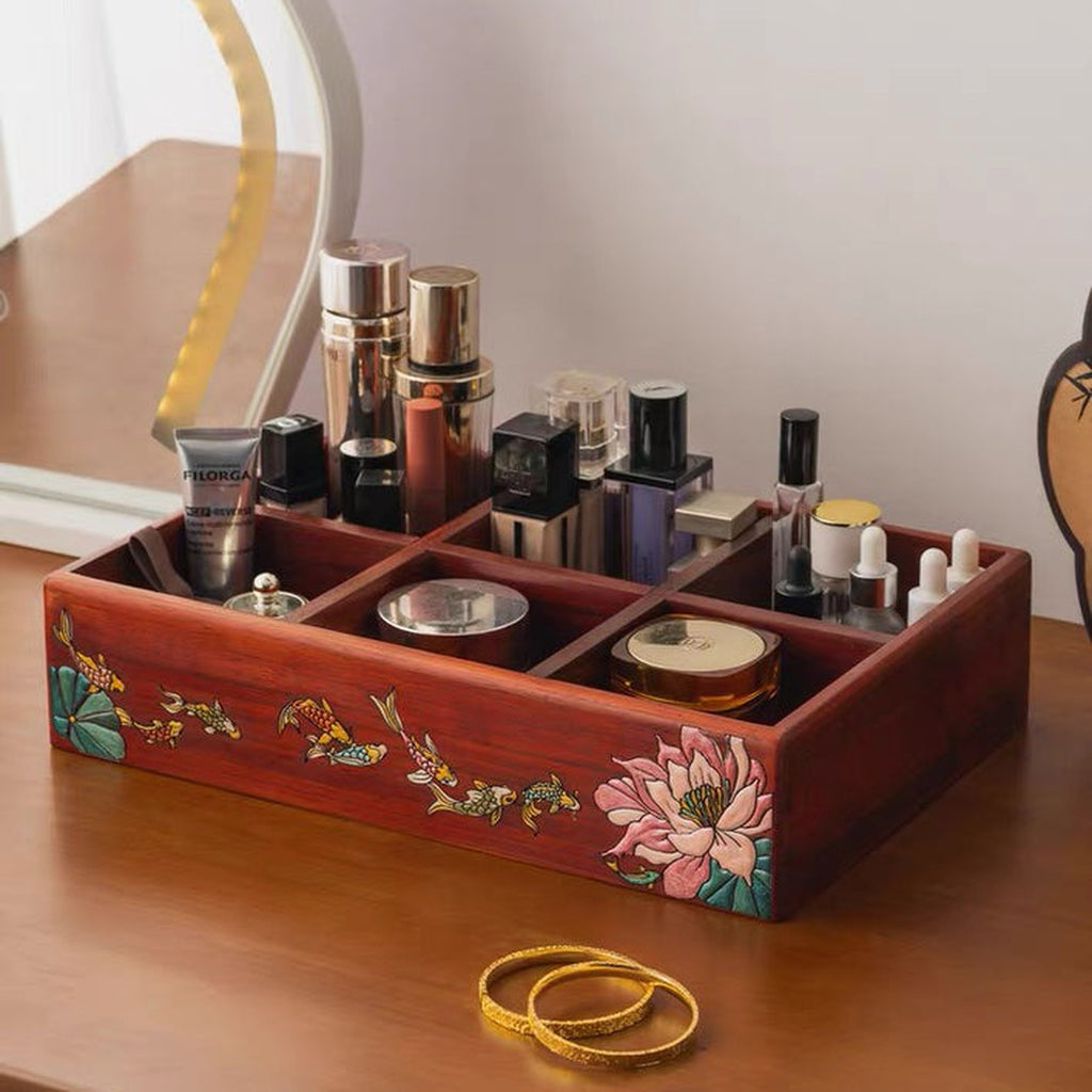 Marielle Rosewood Makeup & Remote Control Organizer