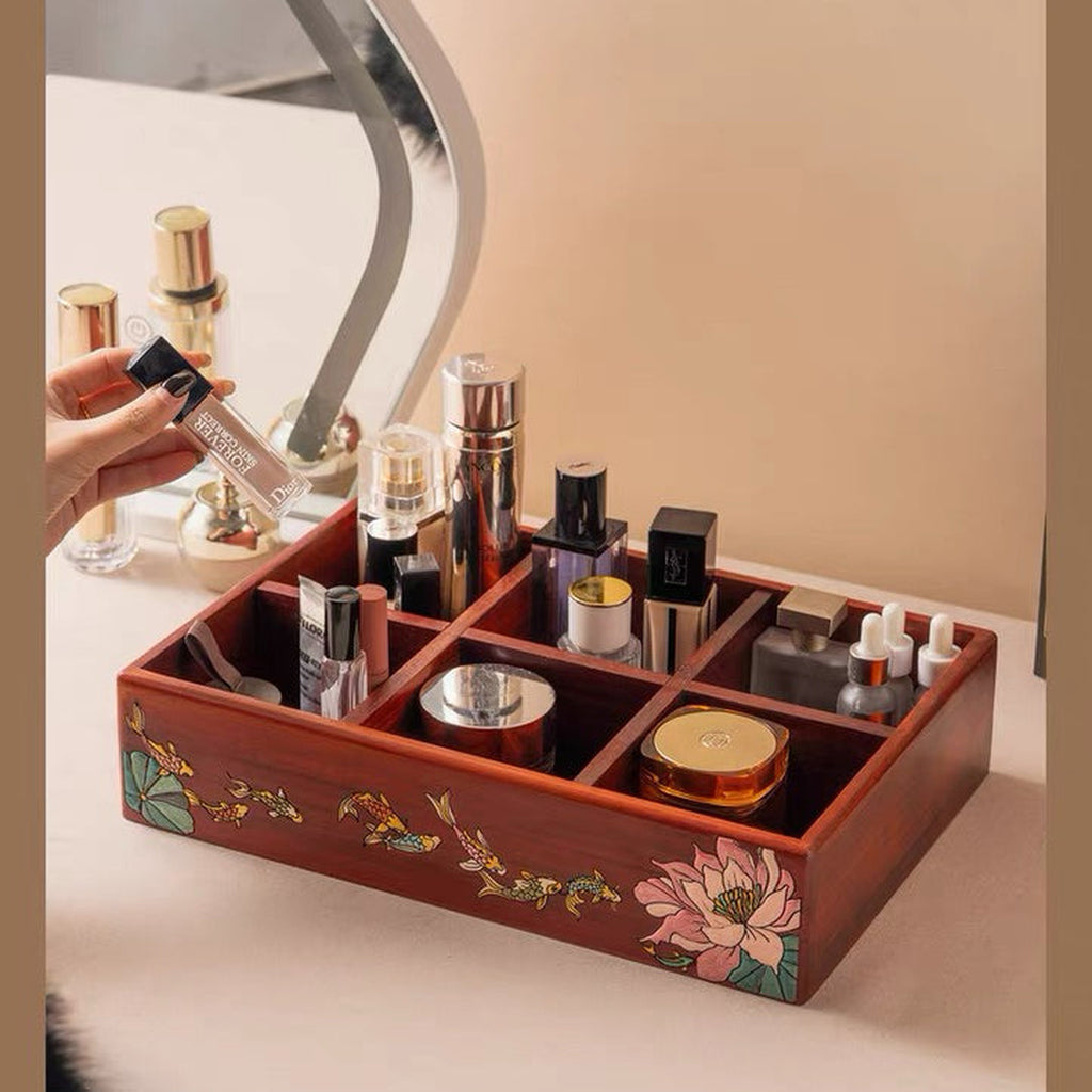 Marielle Rosewood Makeup & Remote Control Organizer