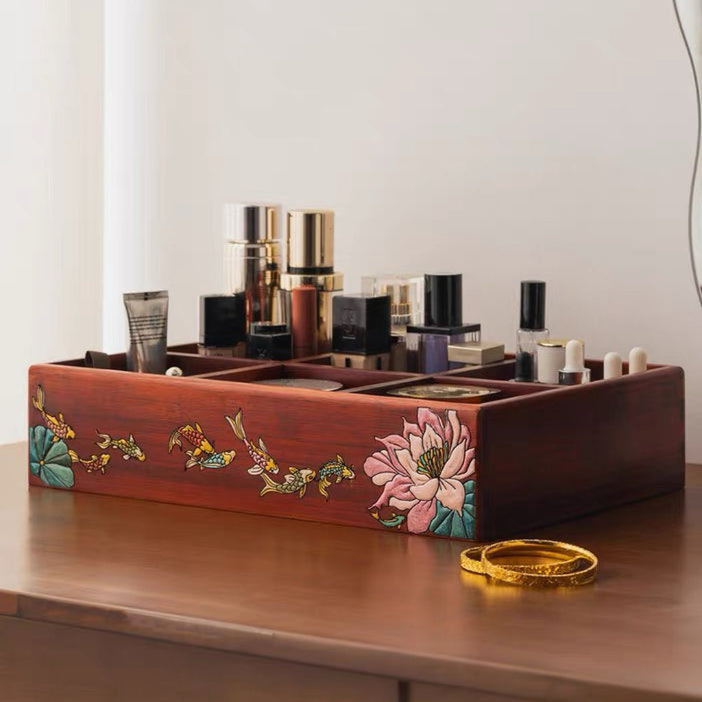 Marielle Rosewood Makeup & Remote Control Organizer