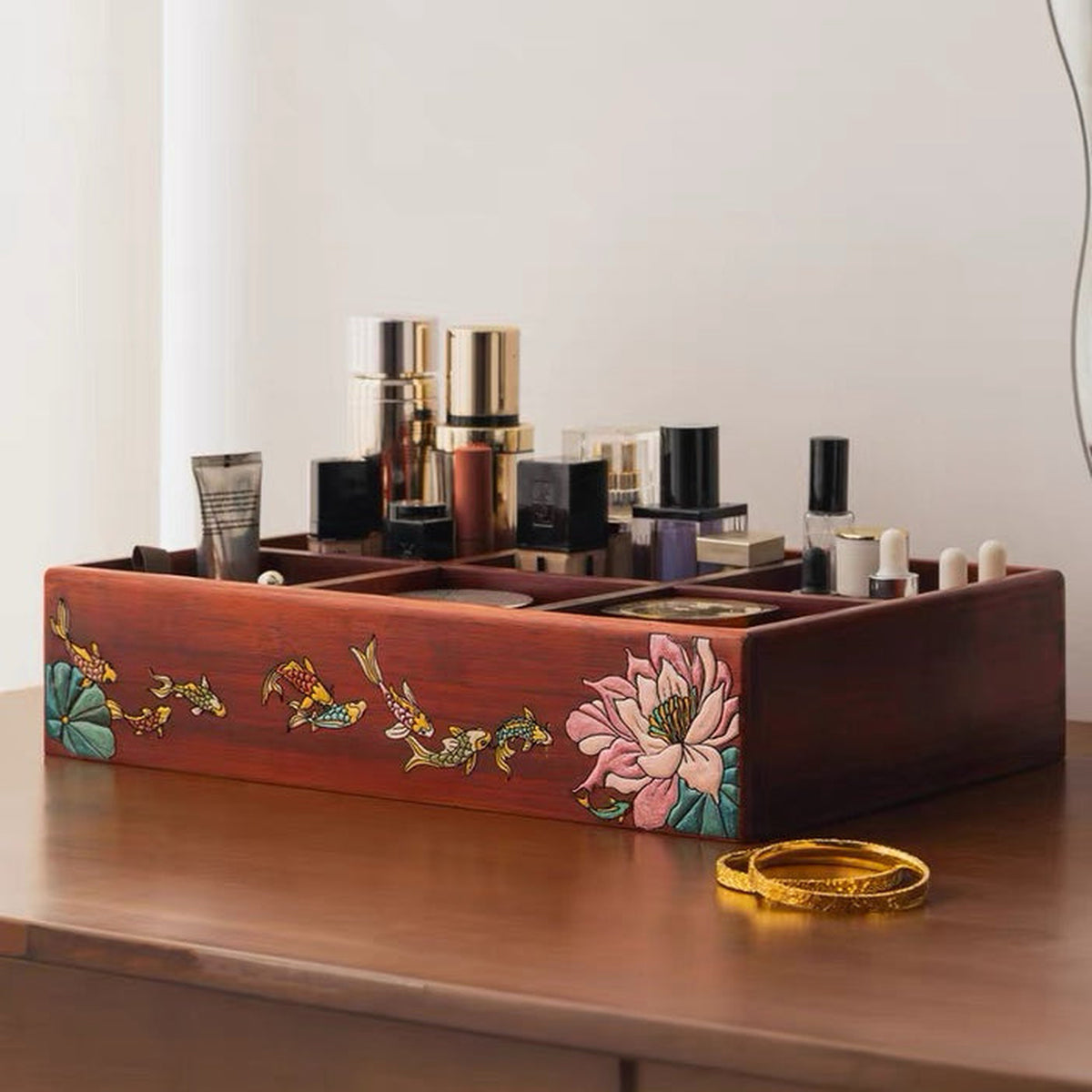 Marielle Rosewood Makeup & Remote Control Organizer