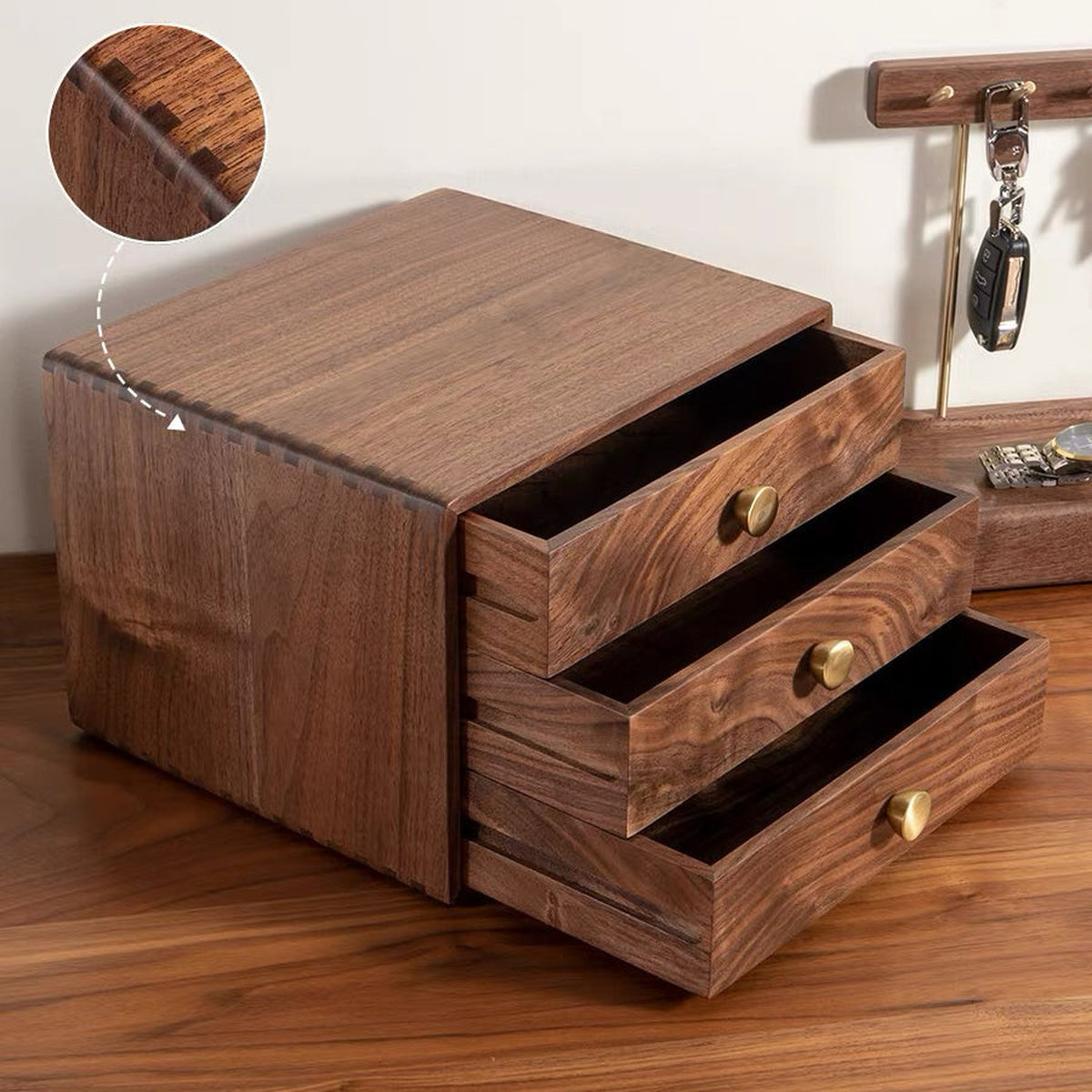Lila 3-Drawer Wooden Tabletop Organizer