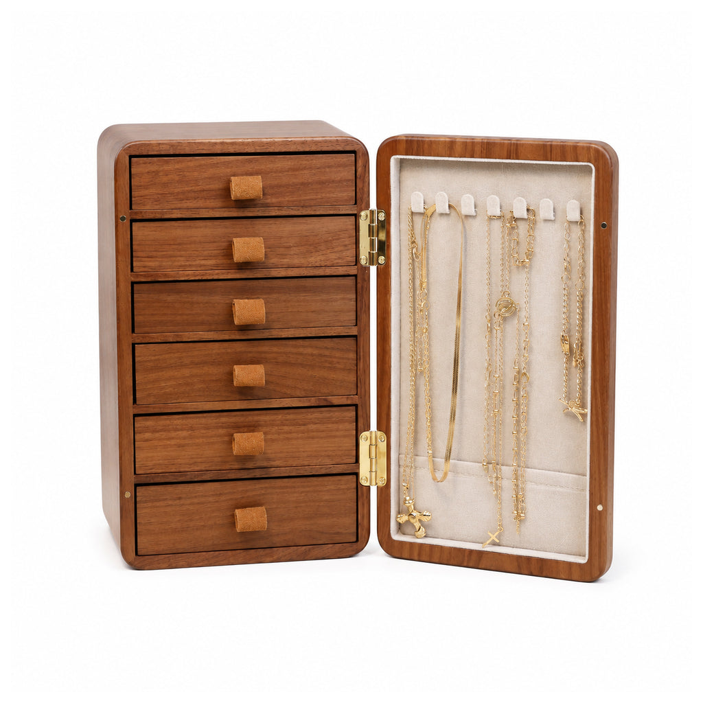 Edith Wooden Jewelry Box With 6 Drawers