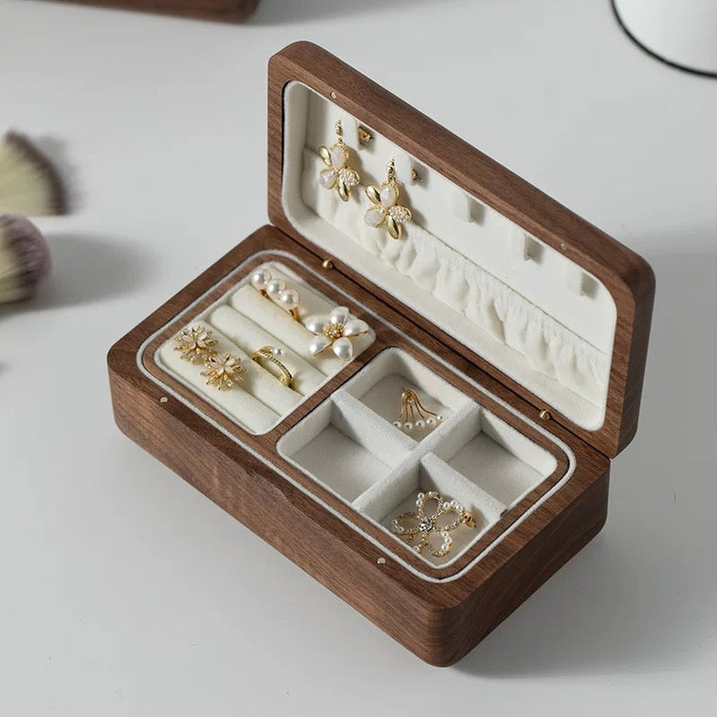 Helly Double-Layer Walnut Jewelry Box