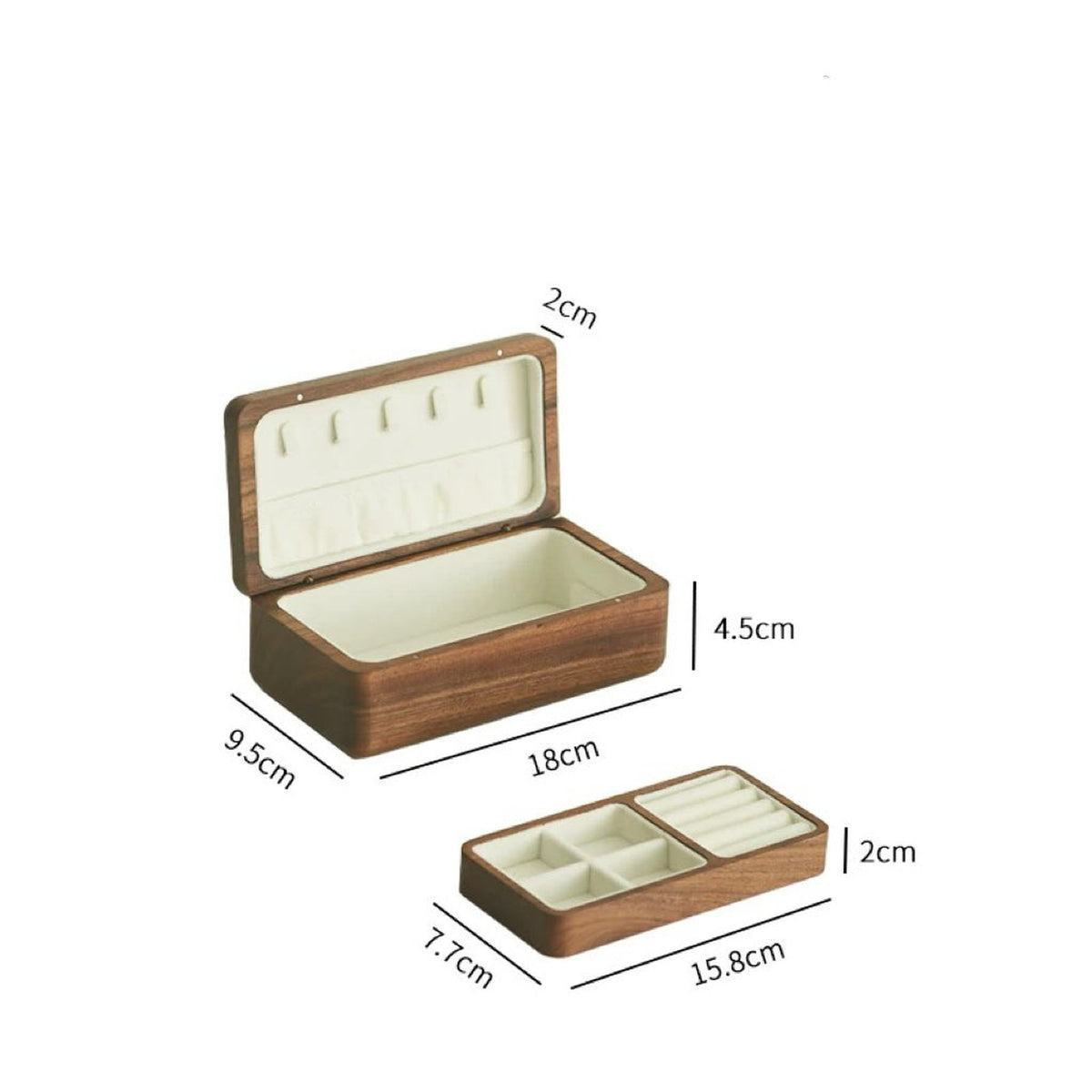 Helly Double-Layer Walnut Jewelry Box