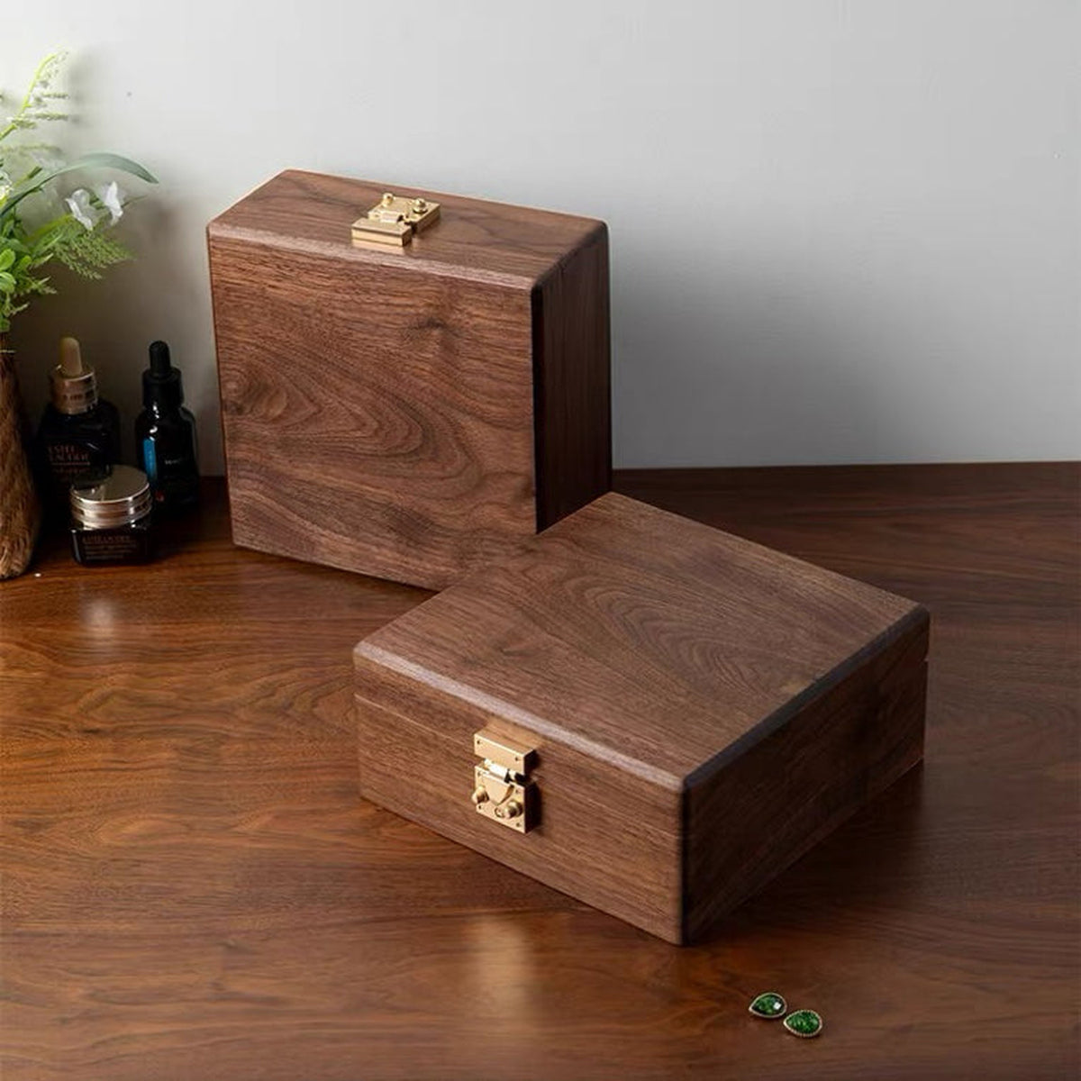 Talina Two-Layer Square Walnut Jewelry Box