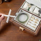 Talina Two-Layer Square Walnut Jewelry Box