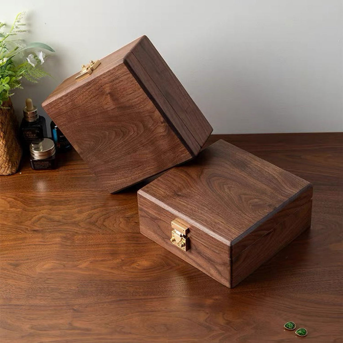 Talina Two-Layer Square Walnut Jewelry Box