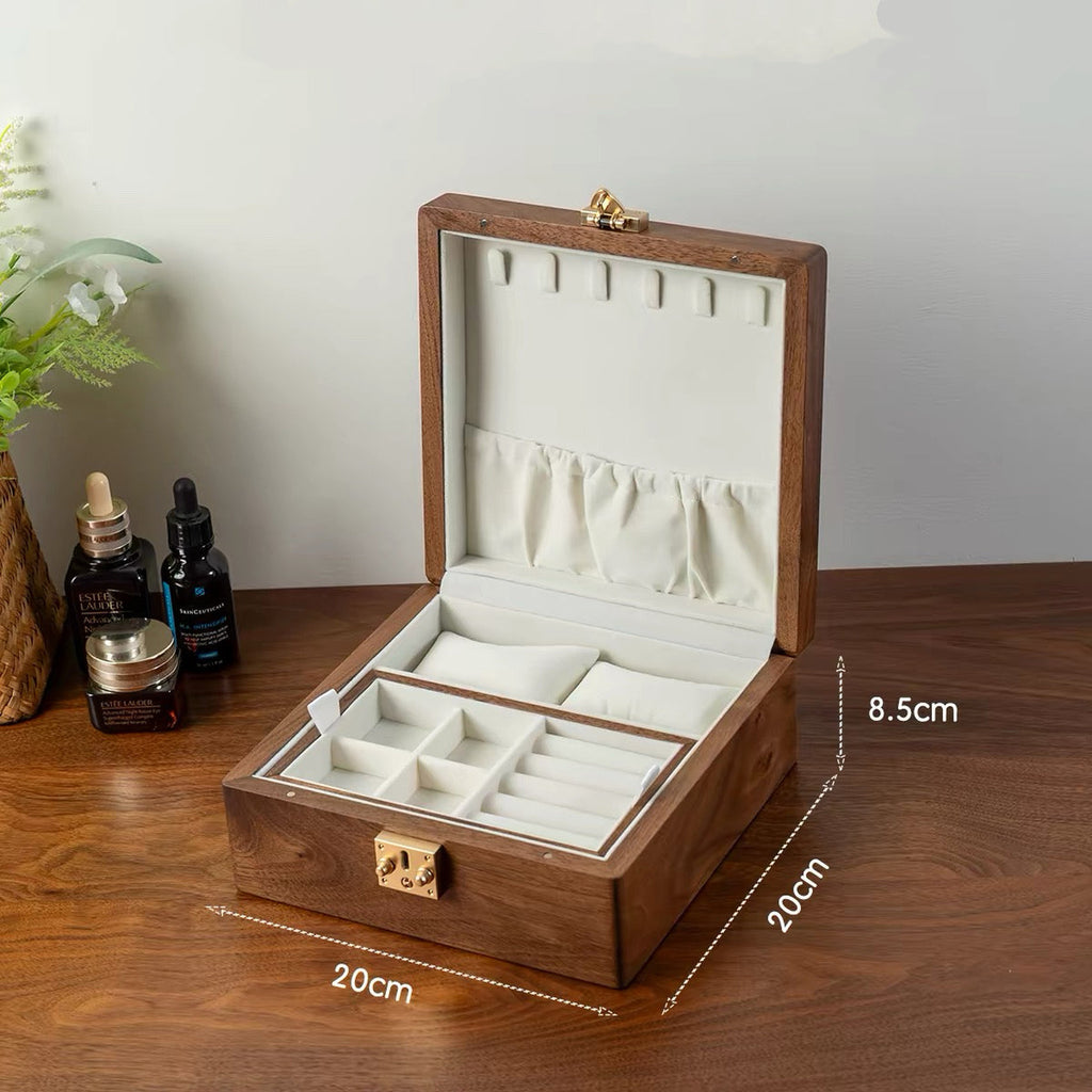 Talina Two-Layer Square Walnut Jewelry Box