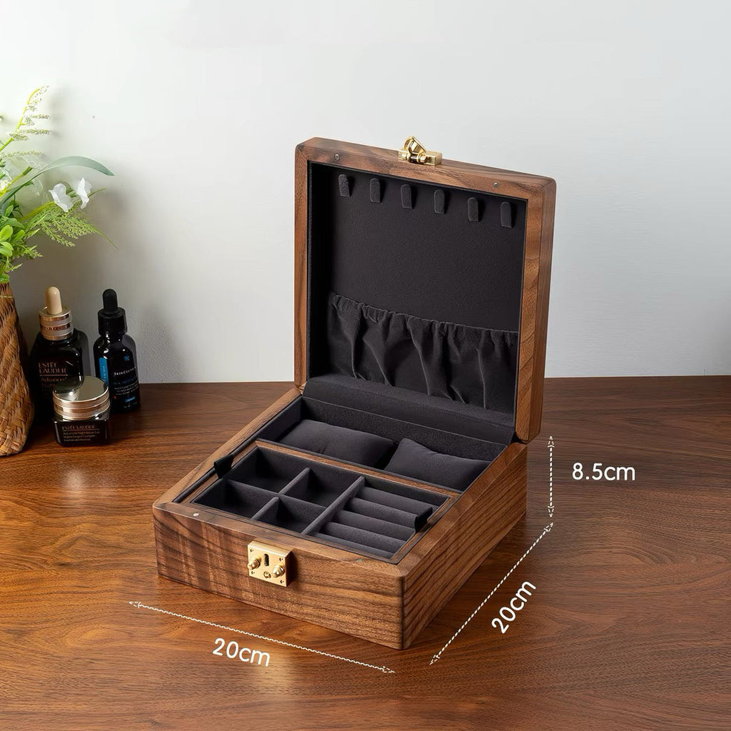 Talina Two-Layer Square Walnut Jewelry Box