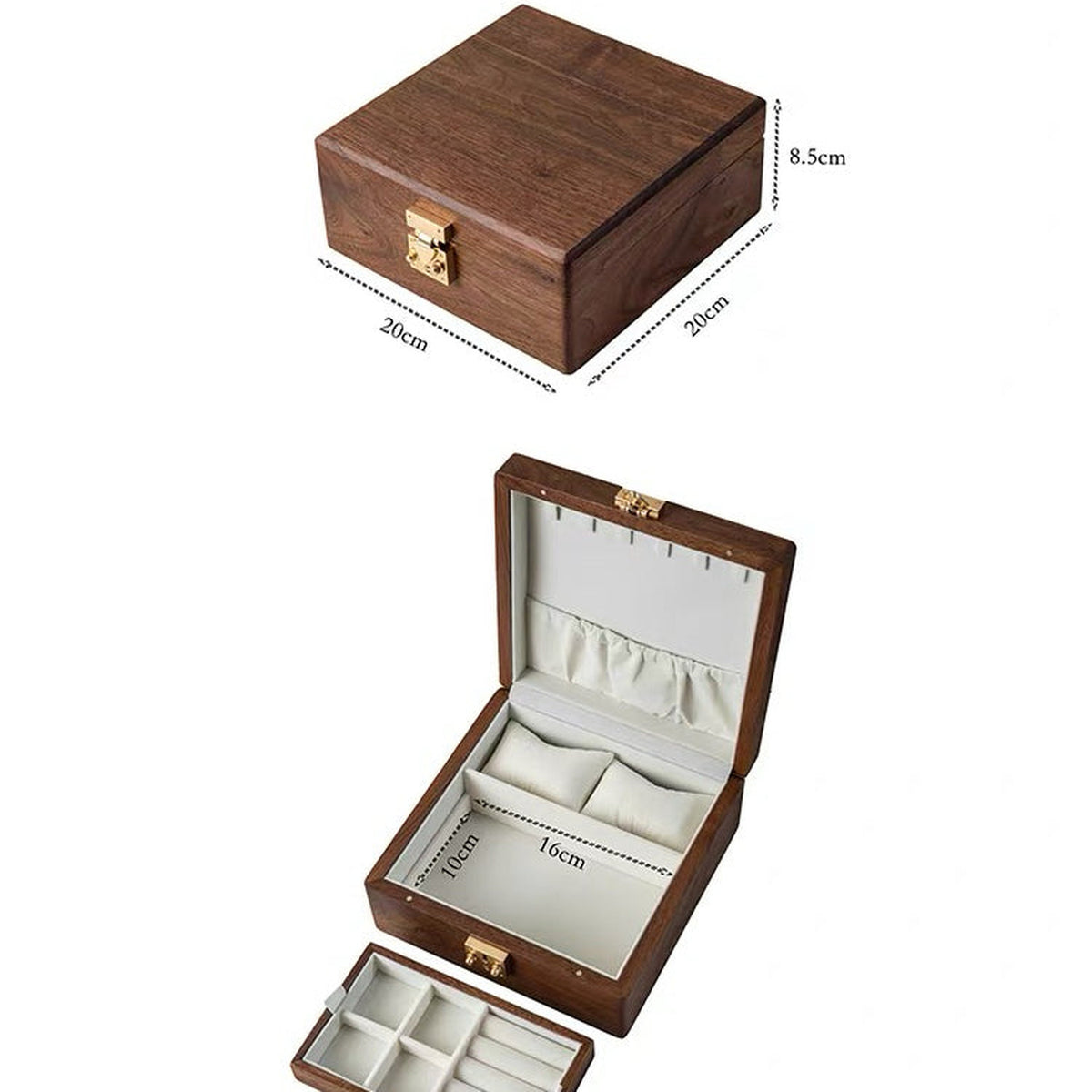 Talina Two-Layer Square Walnut Jewelry Box