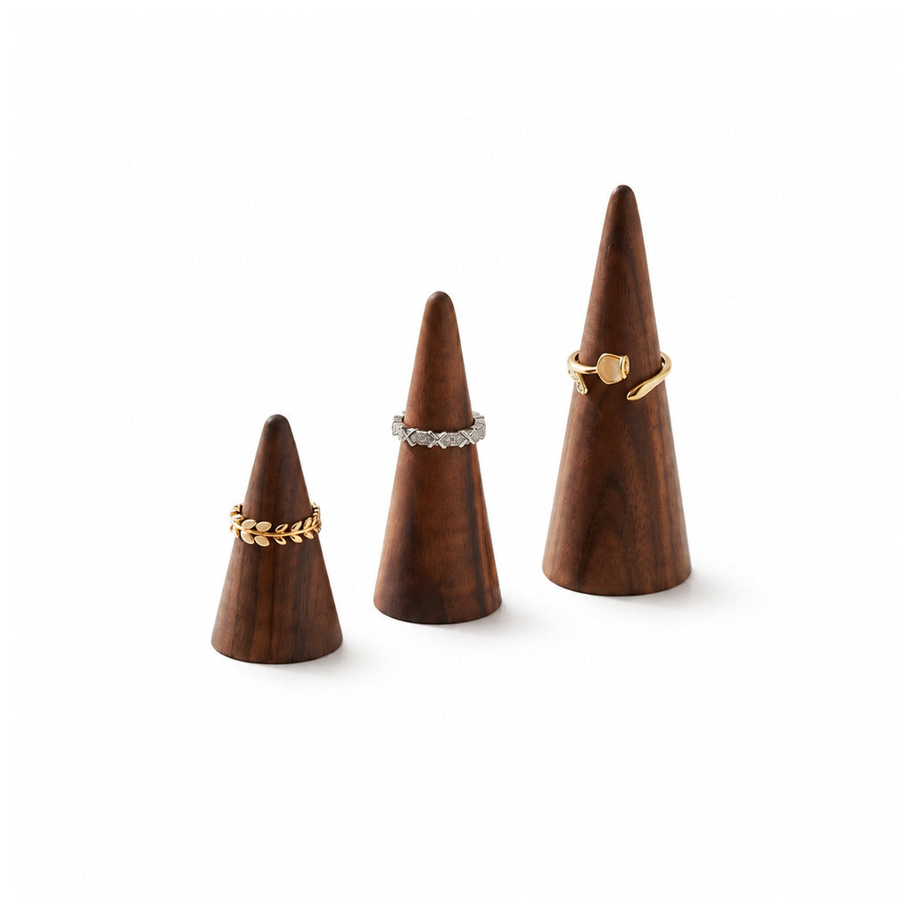 Solid Walnut Ring Cone Holder – Ring Display Stand, 1 or Set of 3