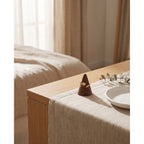 Walnut ring cone holder with one conical stand and gold-tone ring on top