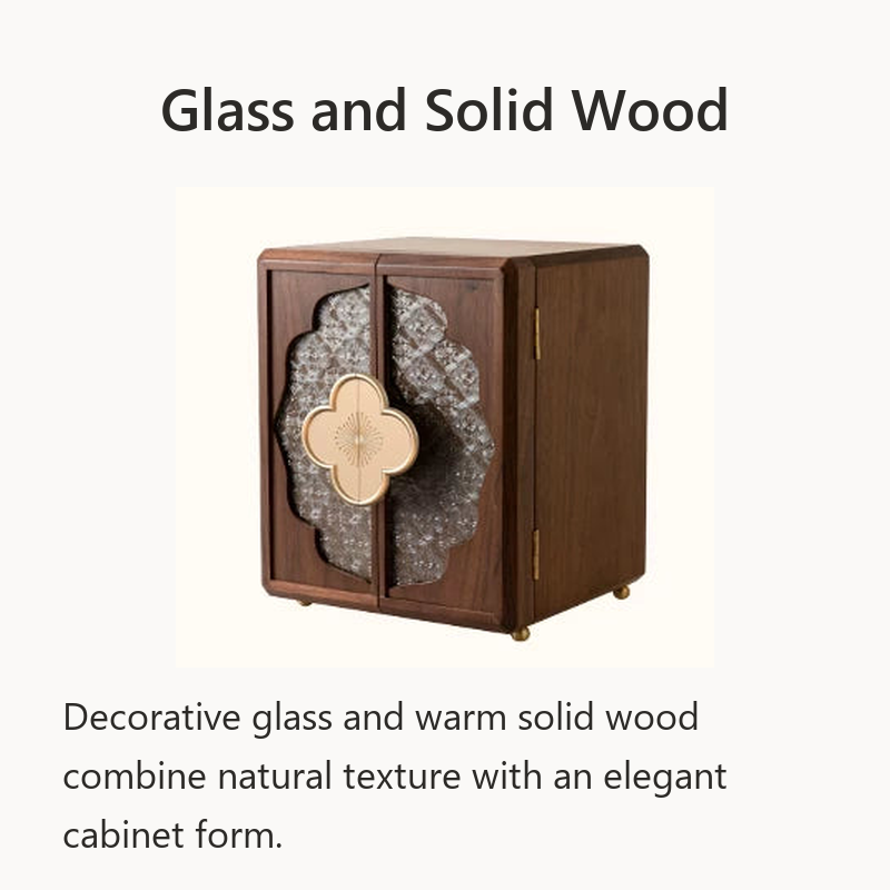 GZJSLOVE Walnut Double-Door Floral Jewelry Cabinet - product view 2