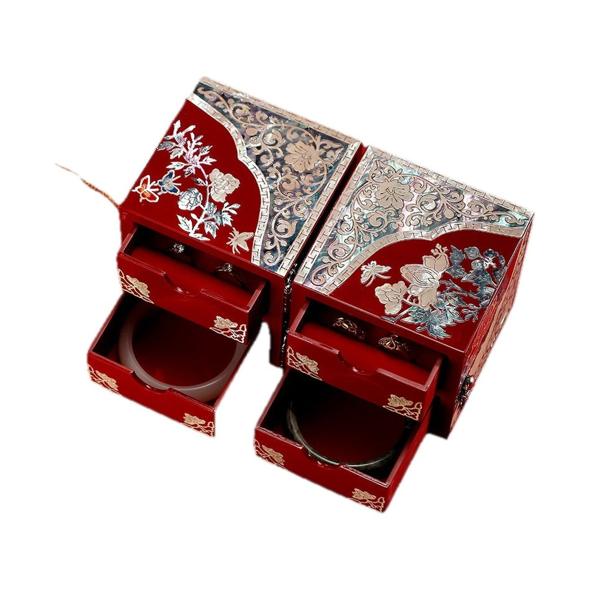 GZJSLOVE Floral mother-of-pearl inlay jewelry box view 3