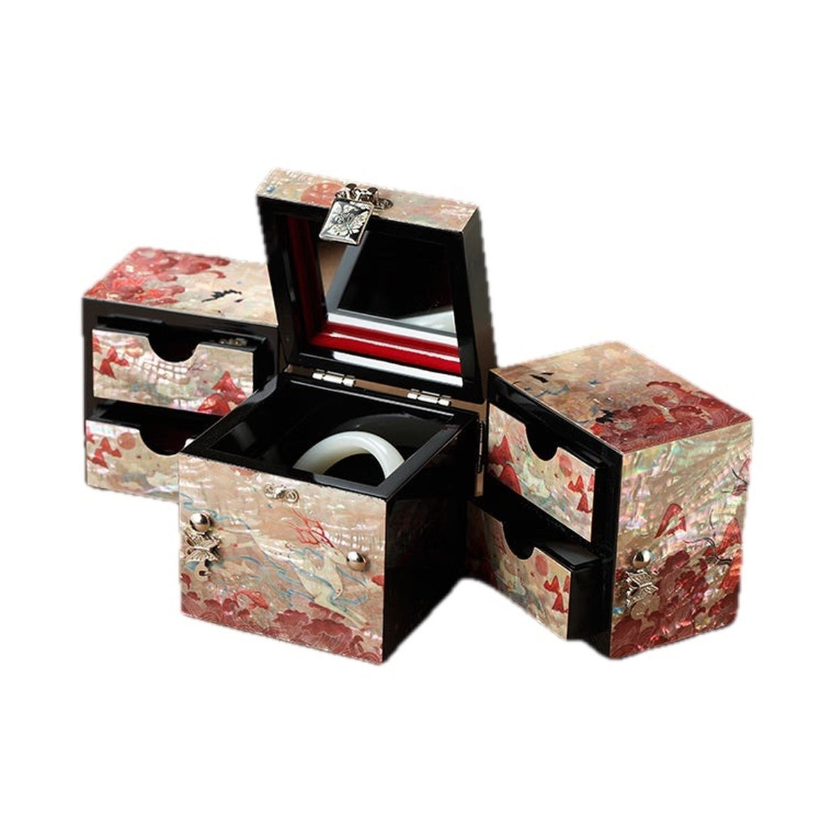 GZJSLOVE Nine-Colored Deer mother-of-pearl inlay bracelet jewelry box view 3