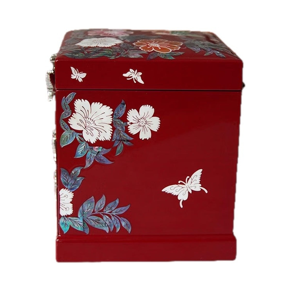 GZJSLOVE Floral mother-of-pearl inlay multi-tier jewelry cabinet view 3