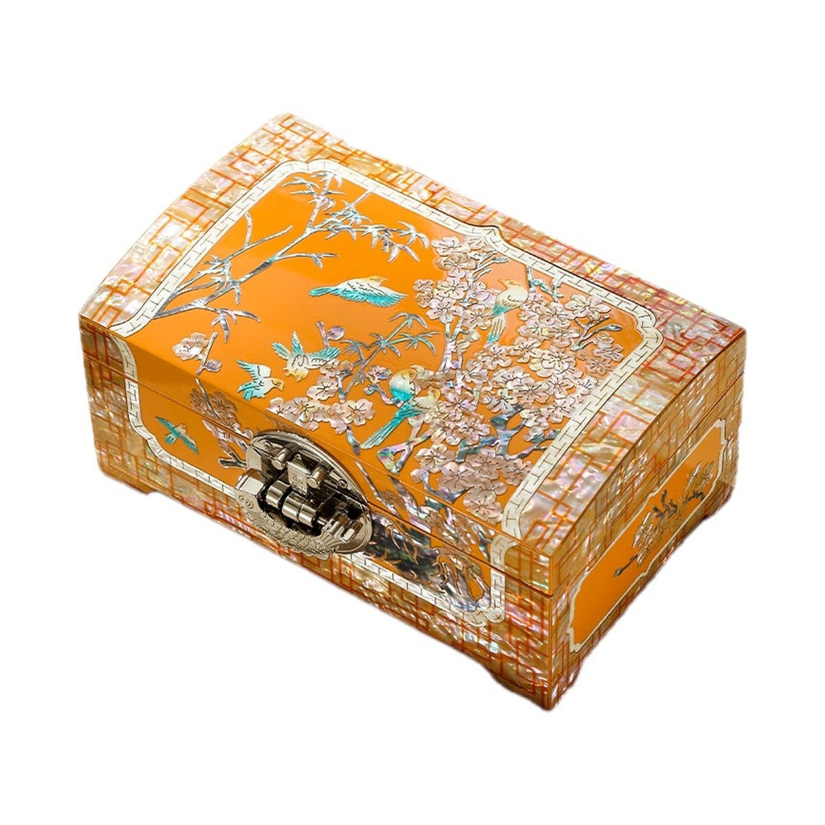 GZJSLOVE Bamboo and Plum Blossom mother-of-pearl inlay jewelry box view 1