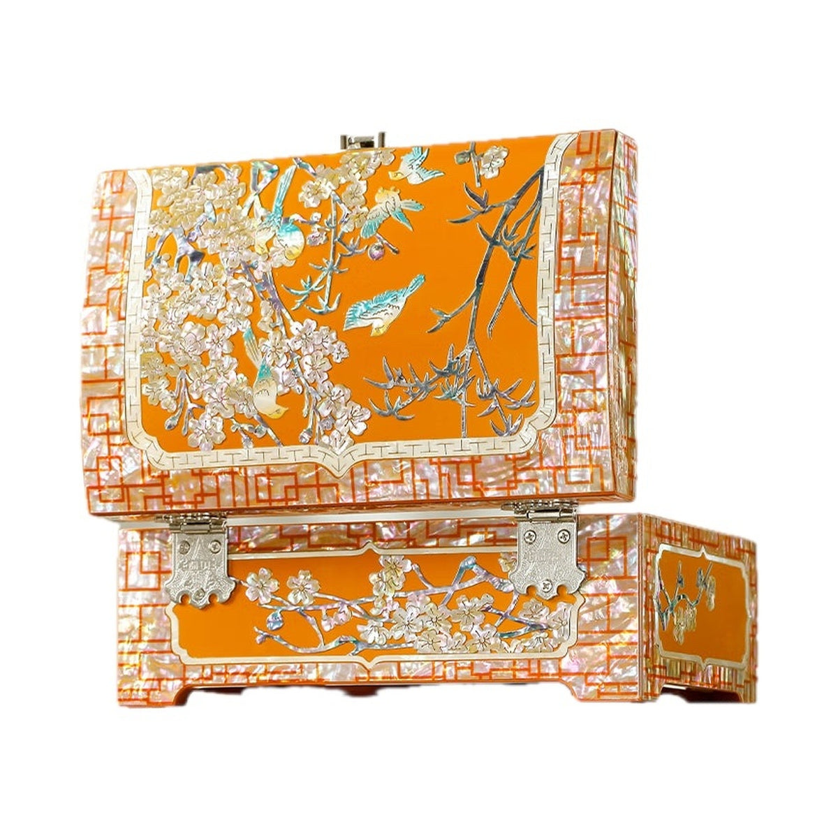 GZJSLOVE Bamboo and Plum Blossom mother-of-pearl inlay jewelry box view 3