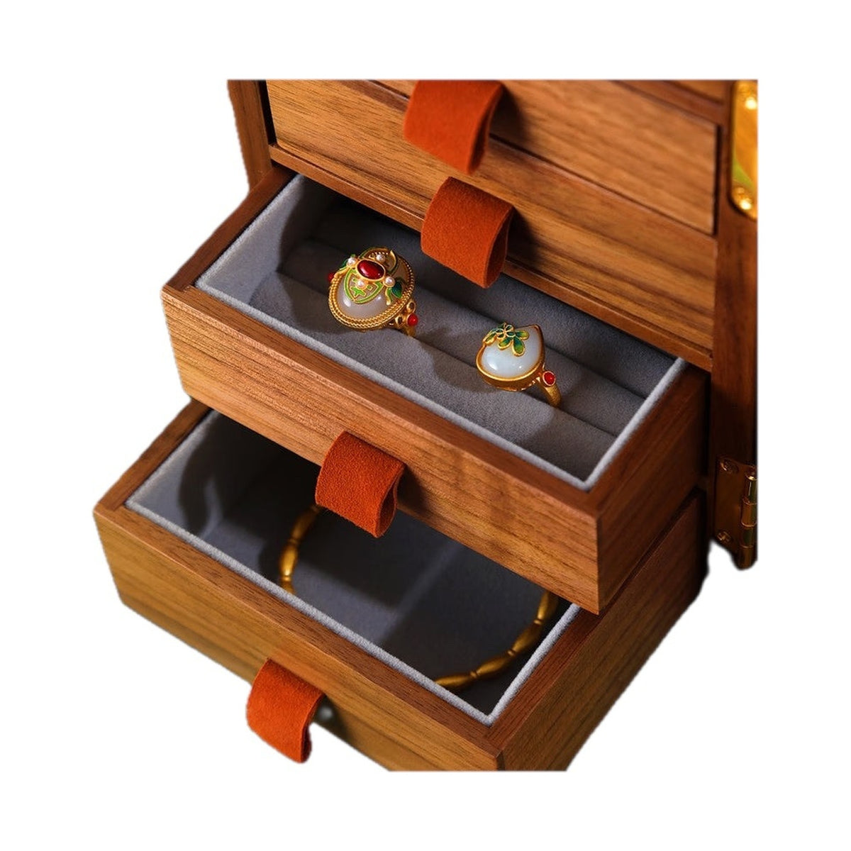 GZJSLOVE Butterfly mother-of-pearl inlay multi-tier jewelry cabinet view 4