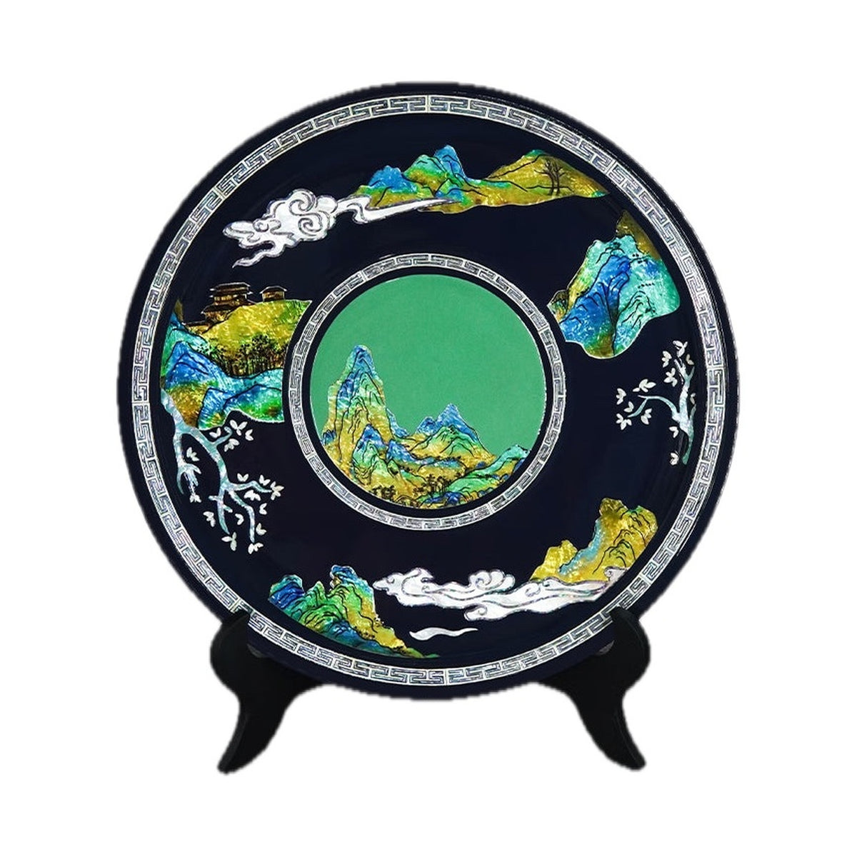 GZJSLOVE Mountain Landscape mother-of-pearl inlay decorative display plate view 1