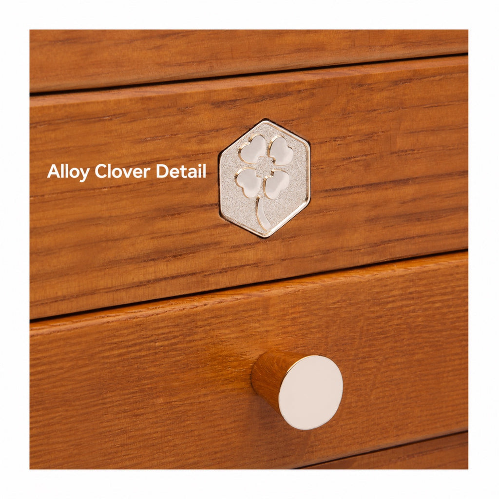 Decorative clover medallion and round drawer pull